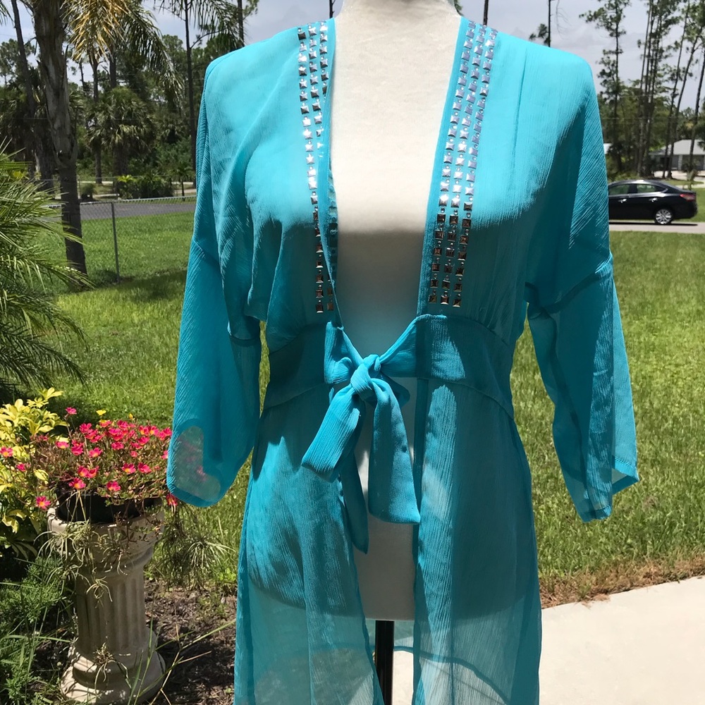 Top beach cover up blue, 100% polyester size xá/s